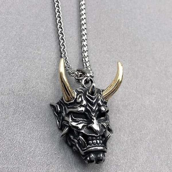 Goottilainen Japanilainen Viha Hannya Aave Kallo Mask Rinnassa Rihma Kaulakoru Miehille Vintage Punk Kallo Kaulakoru Rock Korut Lahjat Hänelle Kulta