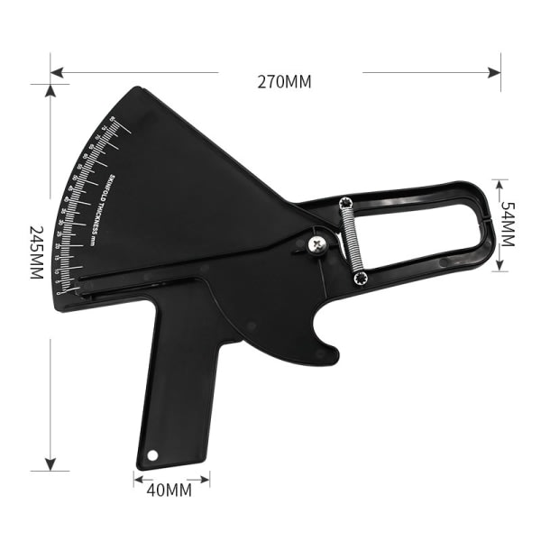 IC 1 stycke svart stor talgpincett, fettklämmor, talgmått, mätlinjaler för fetttjocklek, fettlinjaler för personlig träning, handhållen tjocklek ga