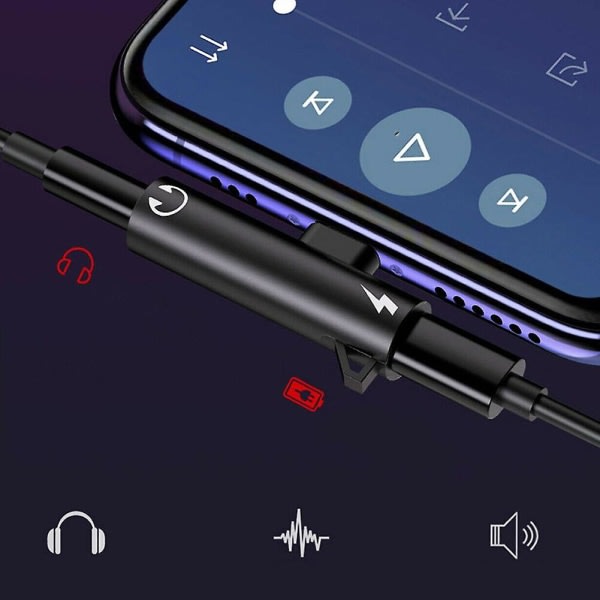 2-i-1 Dubbel Port Audio Hörlursdelare Adapter för iPhone 8 Plus X Xs Xs Max 11 Laddare Dispenser Kabelkontakt Guld