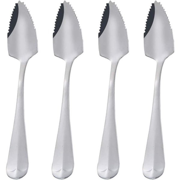 IC Set med 4 grapefruktskedar i rostfritt stål med vågigt blad Silver