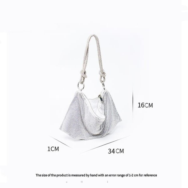 IC Luksuriøse designerlommebøker og håndvesker Dame Kveld Strass Clutch Håndvesker Damer Sølv Krystall Skulderveske