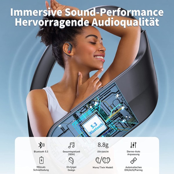 IC NOE Bluetooth-hodetelefoner Sport, trådløs Bluetooth 5.3