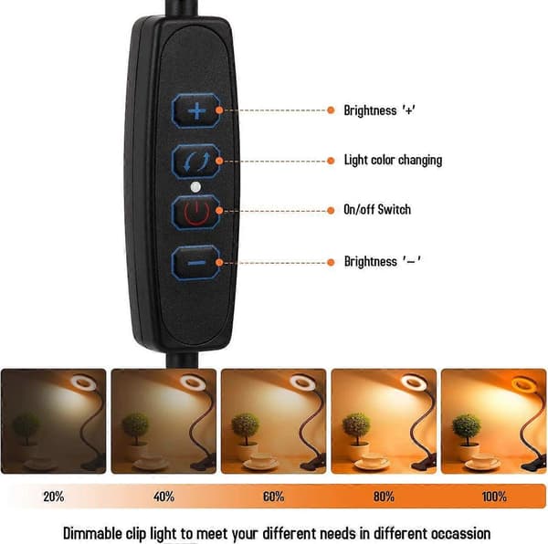 Clip On Leselys, 48 LED Blått Lysblokkerende Gult Leselys, 3 Lysfargevalg, Dimbar