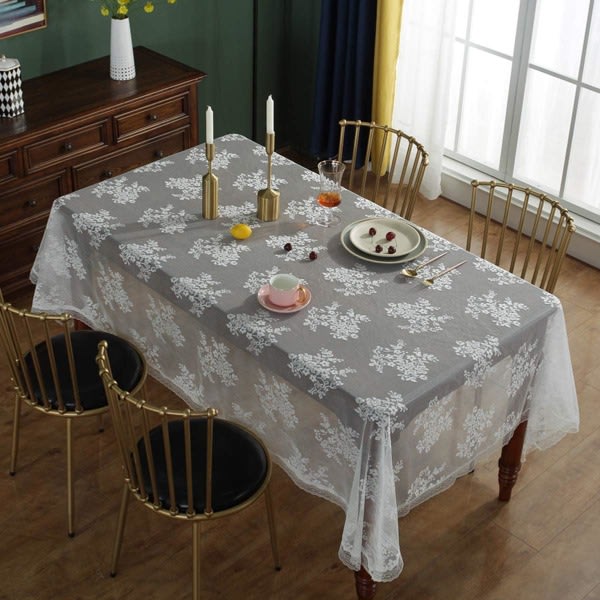 IC Rustik dukduk i konstgjord spets cover for middagsfester Blommig vit (rektangel/avlång, 55 x 87 tum)
