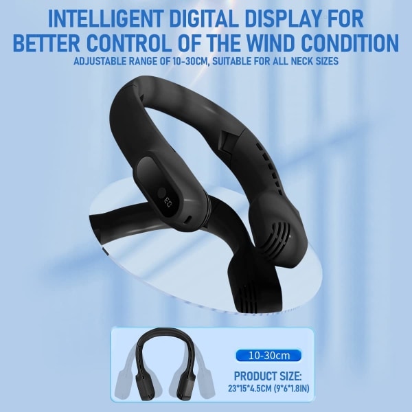 IC NOE Bærbar Handsfree Blåseløs Ventilator (Sort)