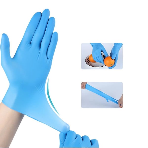 IC Blue 100 Engångshandskar Nitrilhandskar Latexfria täta och elastiska Idealisk för mat och kosmetologer