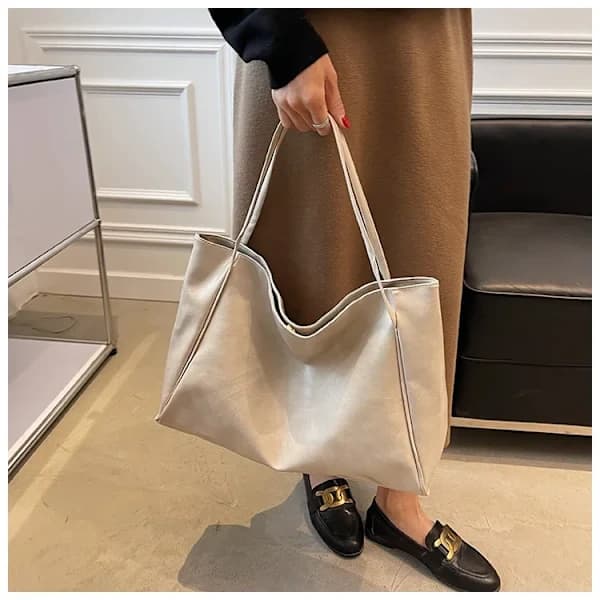 Retro Tote Bag til Kvinder - Stor Kapacitet Blødt PU-Læder