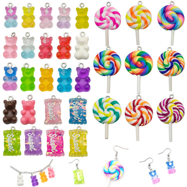 IC 32st Mix Gummy Bear Candy Resin Charms for DIY Armband Neckla