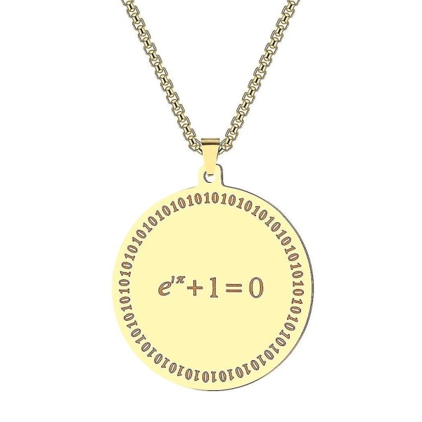 Rostfritt stål Euler S Identitet Math Ekvation Hänge Halsband Present Matematiska muotoilija Smycken Kvantfysik Choker Gold-color