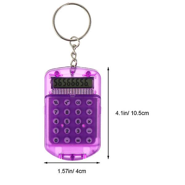 4 kpl Mini elektroninen laskinketju Pieni taskulaskin avaimenperä (10,5X4X1cm, violetti) IC