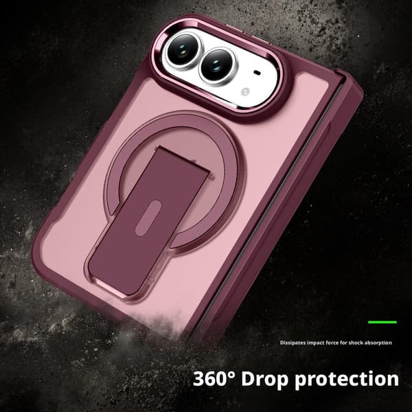 Magnetisk deksel for iPhone Duo, sammenleggbart telefondeksel med justerbart støtteben, MagSafe-kompatibelt, PC + TPU støtsikkert, full kamerabeskyttelse, rød