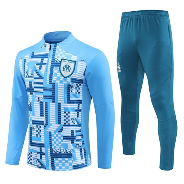 2425 säsong Real Madrid Marseille Atletico Manchester United Manchester City Portugal halv-drag tröja kostym långärmad fotbollsträningsdräkt Light blue [camouflage] 18 yards