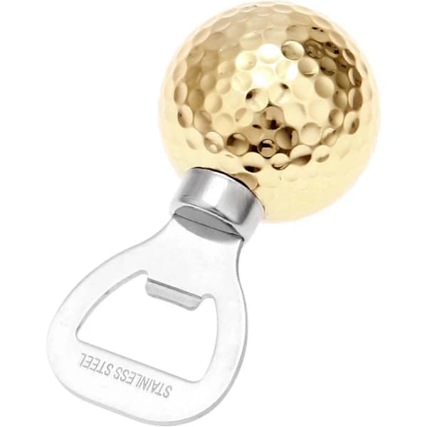 Golfballflaskeåpner i rustfritt stål med grep for øl og vin – gave til golfentusiaster, hvitgull Gold