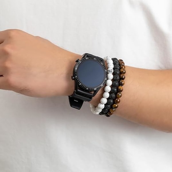 Herrarmband med pärlor, Tigeröga, 8 mm, Naturstenspärlor, Justerbart stretch armband set