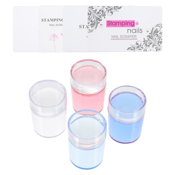 4 sæt håndholdte manicure stempler Silikon Nail Art stemplingsværktøj (3,9x3,9cm)