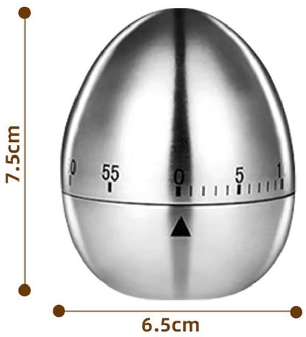Egg Timer - Mechanical - Clock - Kitchen Timer - Stainless - Steel - Cooking Time Reminder - Suitable - Time Management - 60