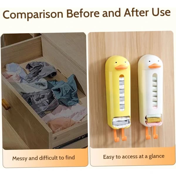 Underwear Organizer, 3 Pcs Wall Mounted Storage Boxes, Punch-Free Hanging Storage Organizer, Duck Shaped Sock Organization