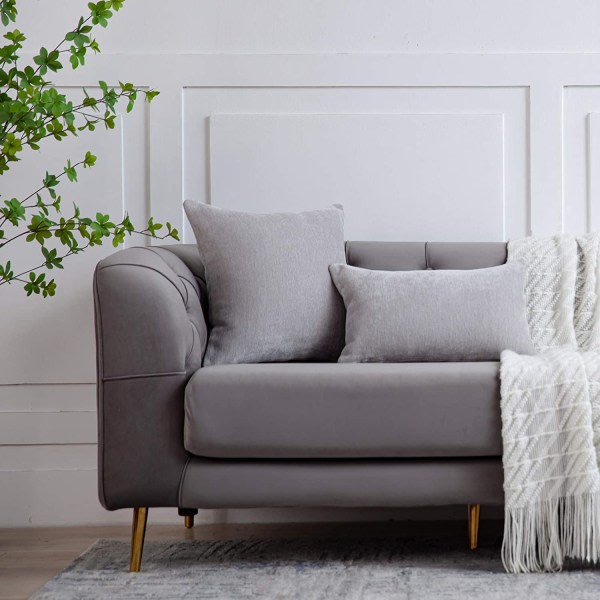 IC Lys grå ländrygg putevar 12x20 tommer Sett med 2 solid rustik gårdsputevar tilfelle for hjem sofa sofa dekorasjon