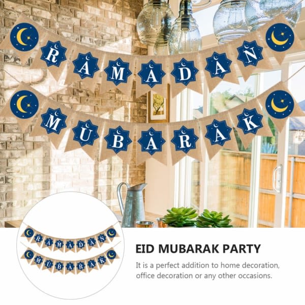 IC NOE 1st Jute Burlap Ramadan Mubarak Banner Ramadan Pa