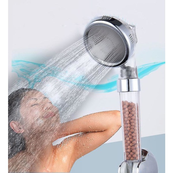 Spa-duschhuvud med mineralturmalin, renar vattenbesparing, universal strålar Vit högtryckshanddusch Badrumsdusch, lämplig för familjebruk