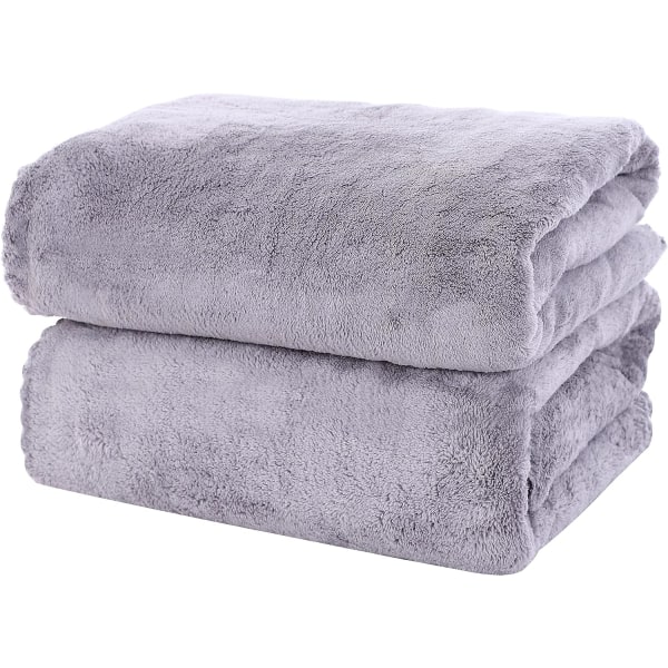 IC 2-pack premium set - Snabbtorkande - Mikrofiber Korallsammet Högabsorberande Handdukar - Multifunktion (grå)