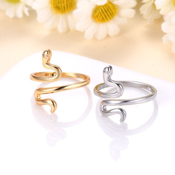 IC Snake Stapbar Ring Justerbar Åpen Ring Vintage - 24k Gull