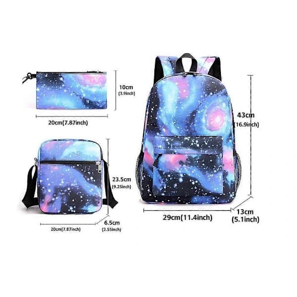KPop Demon Hunters Ryggsekk Studenter Skoleveske Pennal Skulderveske 3-delt Sett _a A Blue Pattern Blue Pattern Style B Blue Pattern Style B