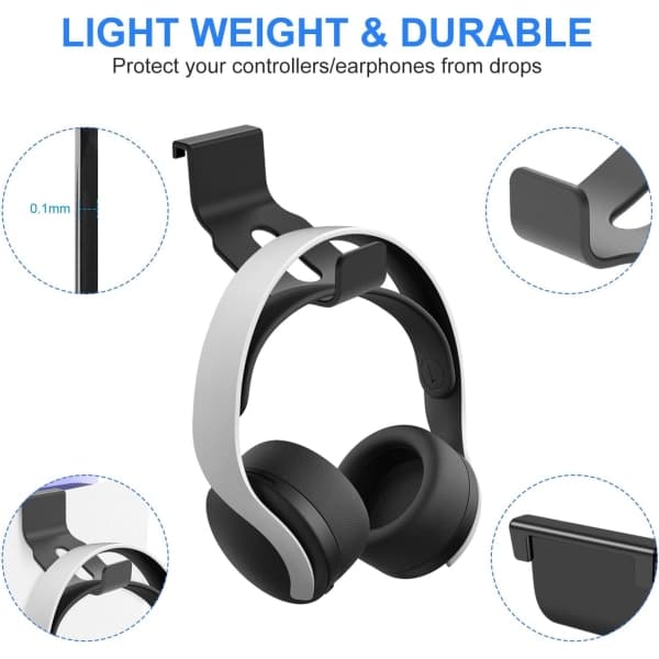 IC 2-pak PS5 headsetstativ, PS5 spilhovedtelefonkrog holder til PS5 PULSE 3D trådløst headset og controller, PS5 montering ophæng kompatibel