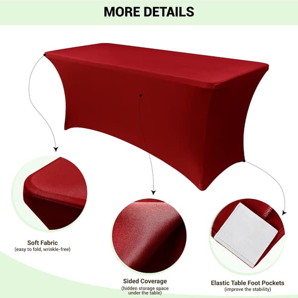 2-delad stretchduk Bordeaux - 183x75cm×75cm - Spandex - För festbord & mässa