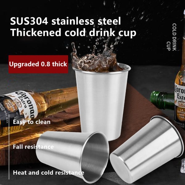 1 stk Praktiske kopper i rustfritt stål Miniglass for vinport Silver 350ml