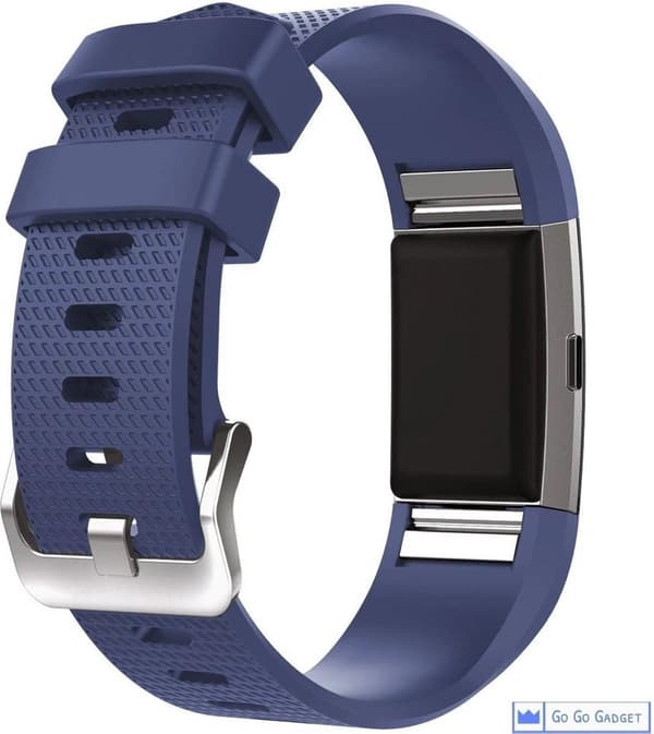 Urrem | passer til Fitbit Charge 2 | sportsarmbånd i silikone | aktivitetstracker | mørkeblå | stor