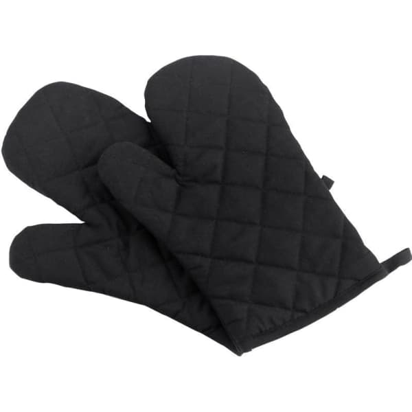 IC Ovn Handsker, premium varmebestandige køkkenhandsker bomuld og polyester quiltede overdimensionerede handsker, sorte