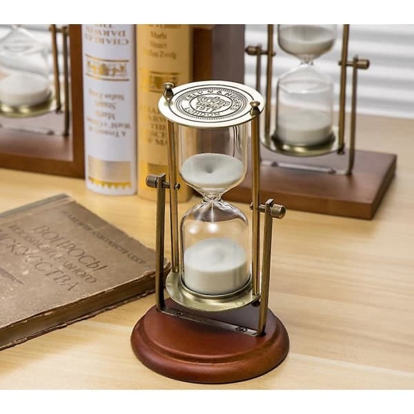 IC Vintage 15 minuters sandur, 360 grader roterende sandtimer, messing 15 min glas