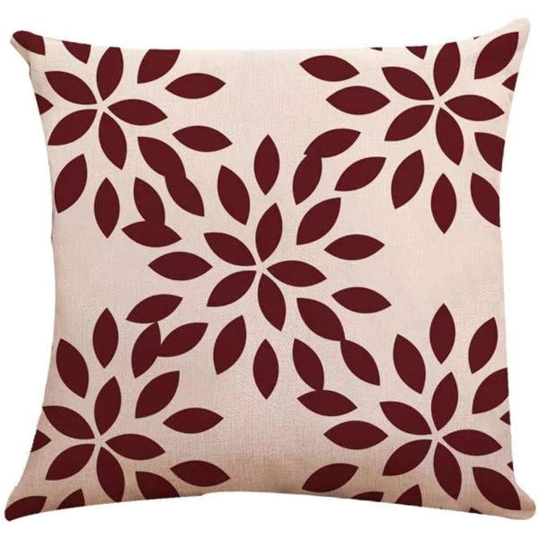 IC Vinröda kuddfodral 18x18 set med 4, modernt överdrag för soffa, dekorativt fodral i linnetyg för utomhusbruk (vinrött, 18x18, set med 4)