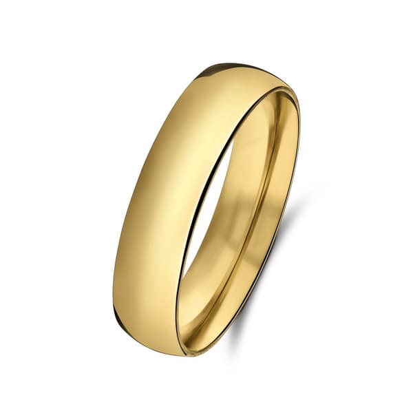 Gullbelagt rustfritt stålring for kvinner, 5 mm vanntett gullbånd, anløpsfri, størrelse 20 / 63 mm, gave til henne