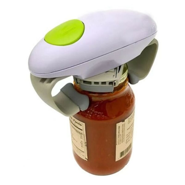 Elektrisk burköppnare - Stark och robust kökspryl för förslutning av burkar - Handsfree automatisk burköppnare med mindre ansträngning att öppna (vit)