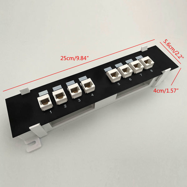 8 portar för Cat 6 Verktygslös UTP nätverksmodul Patch Panel RJ45 nätverkskabel Adapter Jack Ethernet Distribution Fram