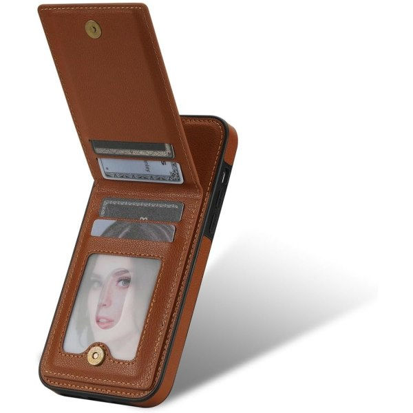 IC Puhelimen Kotelo Yhteensopiva iPhone 15 Pro Max:n kanssa Korttipaikka Puhelimen Kotelo Nahka Puhelimen Kotelo Telakointityyppi Puhelimen Kotelo Ruskea