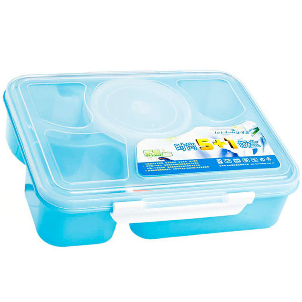 IC Ny mikrovågsugn Bento Lunchbox + Sked Bestick Picknick Innehåll Blue