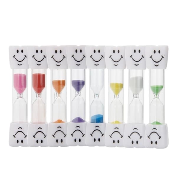 IC 2 stk 3 minutters Børnetandbørste Timer Smilende Ansigt Sand Timer Timeglas (Rosa+Blå)