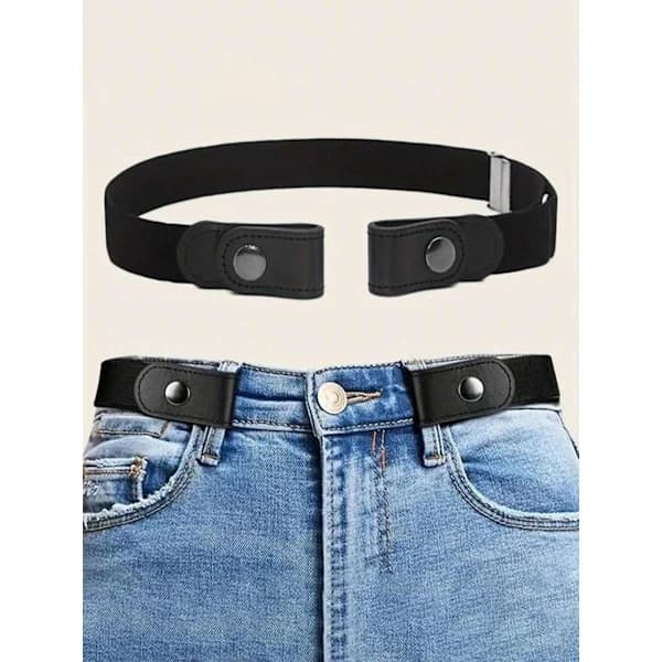 Mode Street Style Elastisk Strækbælte - Justerbart Blomsterbælte til Jeans & Hverdagsbrug (Gavert) Sort Black
