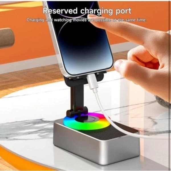 Powerbank Phone Holder iPad Stand with Bluetooth Speaker and RGB Light