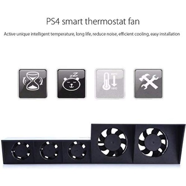 IC PS4 Køleblæser, USB Ekstern Køler 5 Blæser Turbo Temperaturkontrol Køleblæsere til PS4 Spilkonsol