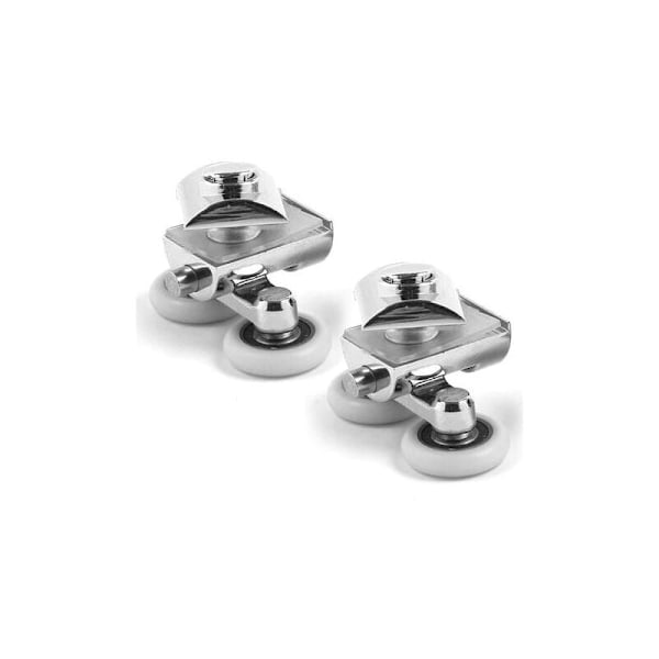 Sett med 4 doble ruller - for skyvedusjdør, 2 hjul 23 mm diameter sinklegering bad..DEBUNS