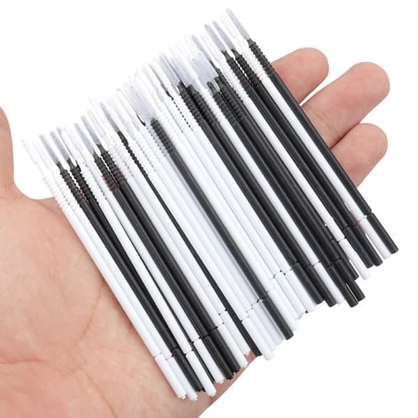 IC 100 stk Engangs øyenvippeforlengelse Micro Brush Applikator Lag svart