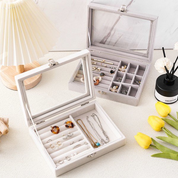 IC Mode Bærbar Smykke Organizer Display Holder Rejse Jewell Beige