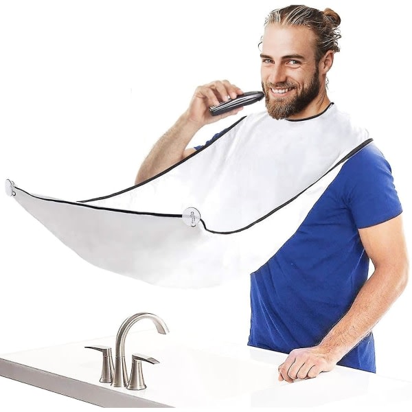 Skäggförkläde för skäggdesign Samlarduk för hår Skäggklipp Rakpresent för män white