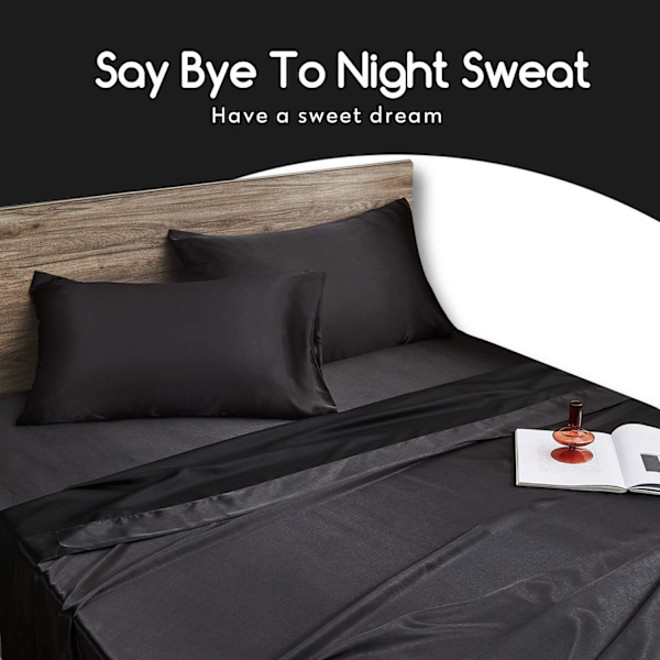 Siden Satin Kuddfodral 2-pack (utan fyllning) Svart 50X66cm 50X66cm Black