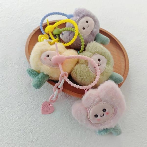 IC Kawaii tecknade blommor nyckelring e plysch tulpan nyckelring väskor gul