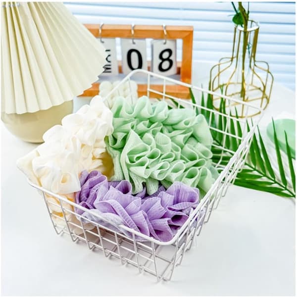 3-pak - Loofah - 2-i-1 - badebold - Netbadebold - dobbeltpakke - eksfoliering - Velegnet - blødgørende - Hvid - Grøn - lilla